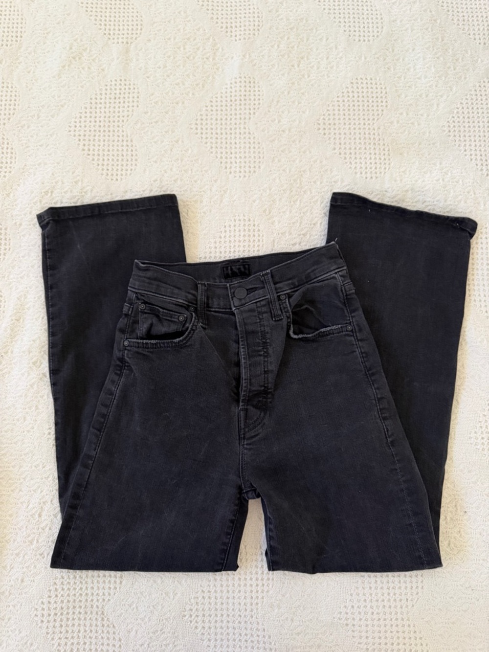 MOTHER Men's Washed Black Straight Jeans